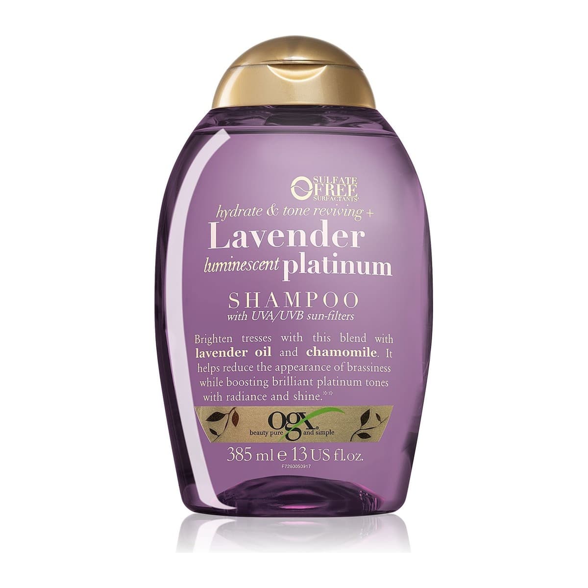 OGX Lavender Platinum tónovací šampon pro studené odstíny blond 385 ml