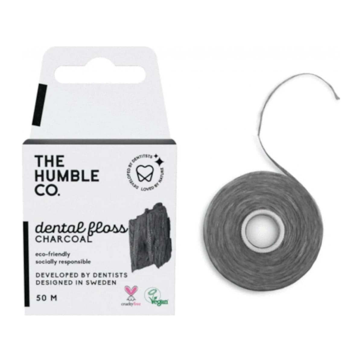 The Humble Co. Dentální nit s aktivním uhlím 50 m