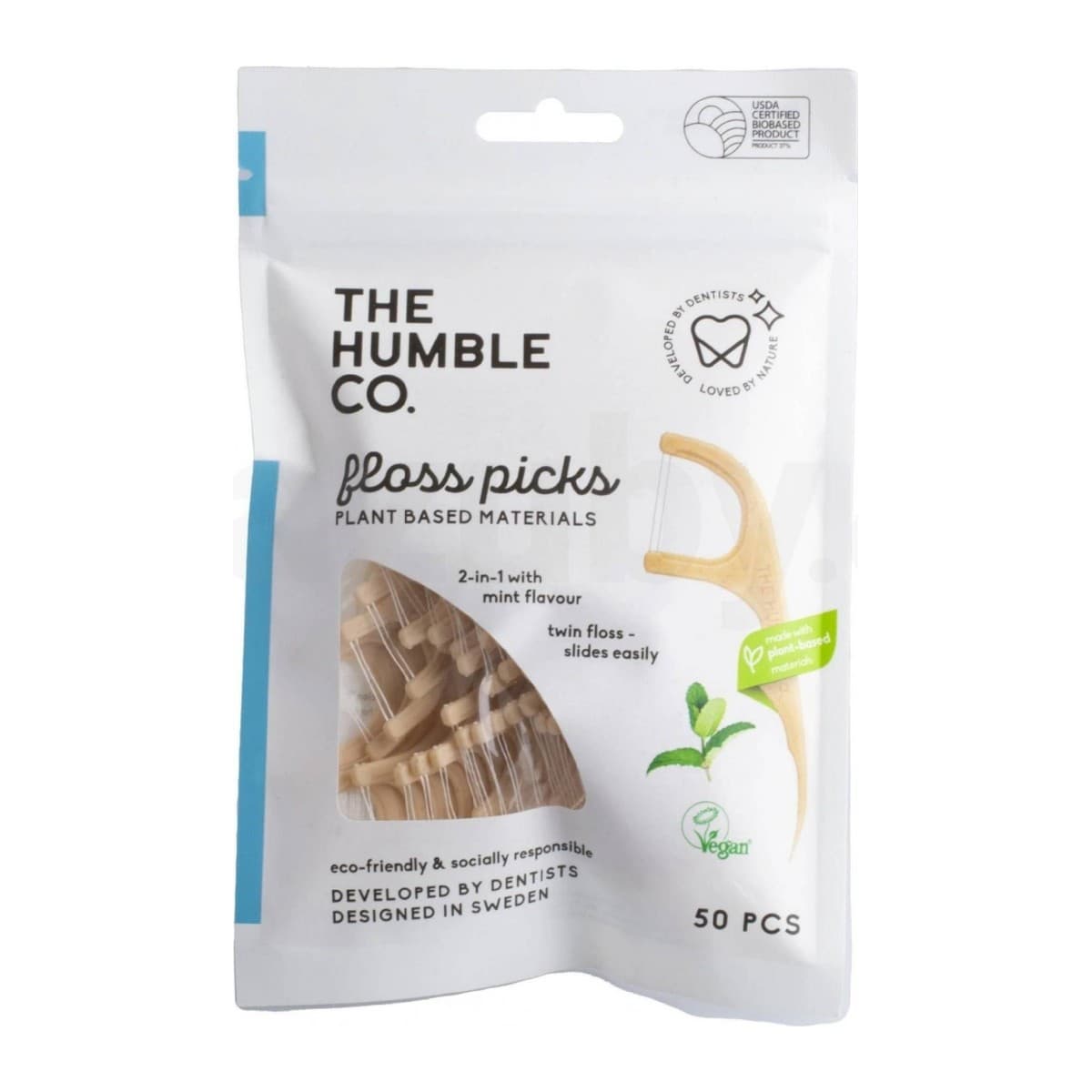 The Humble Co. Floss Picks dentální párátka svěží máta 50 ks