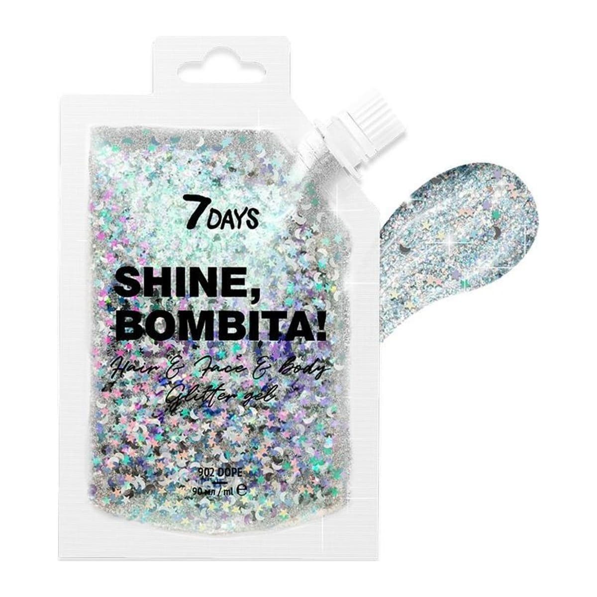 7 Days 7days - glitter gel na obličej a tělo stříbrný 902 Dope 90ml