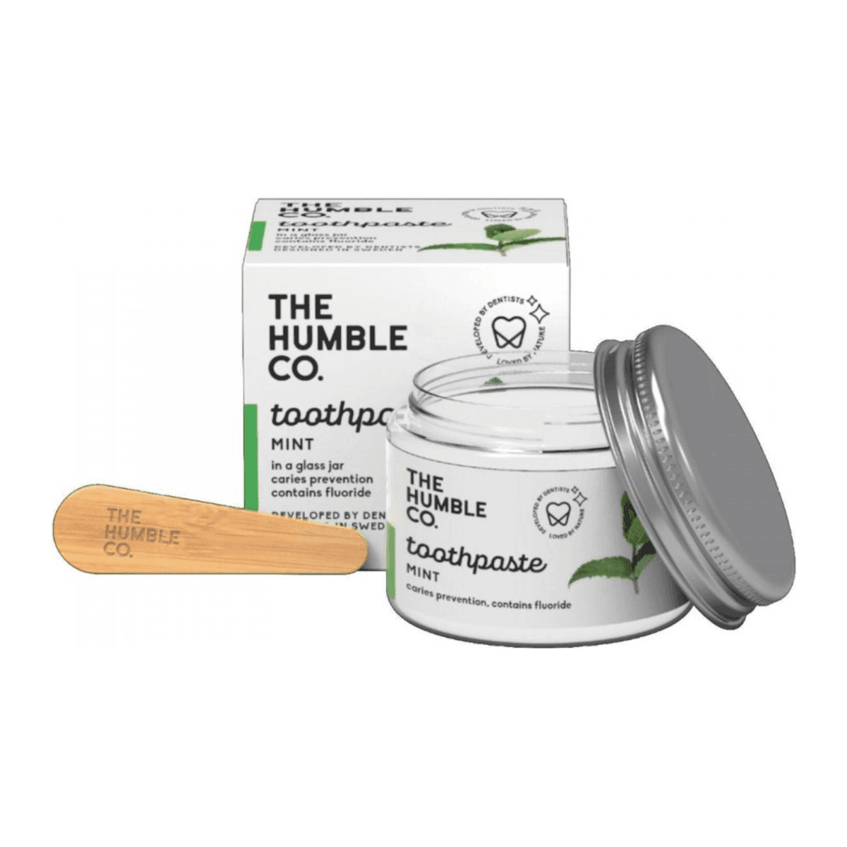 The Humble Co. mátová zubní pasta s fluoridy ve sklenici 50 ml