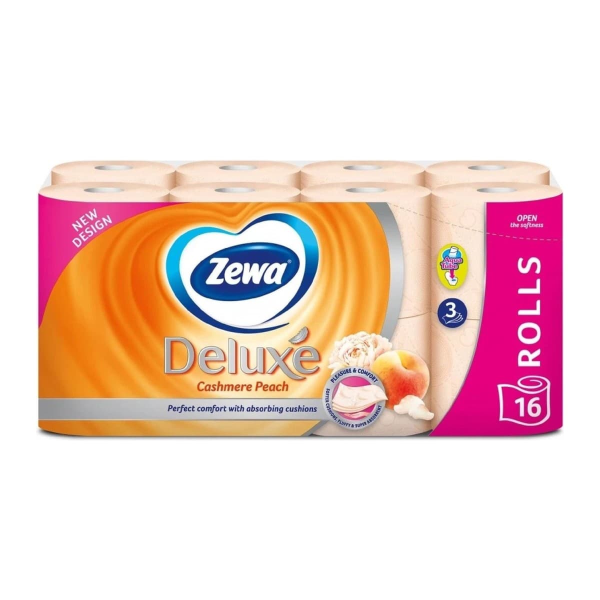 Zewa Deluxe Aqua Tube Cashmere Peach parfémovaný 3 vrstvý 150 útržků 16 ks