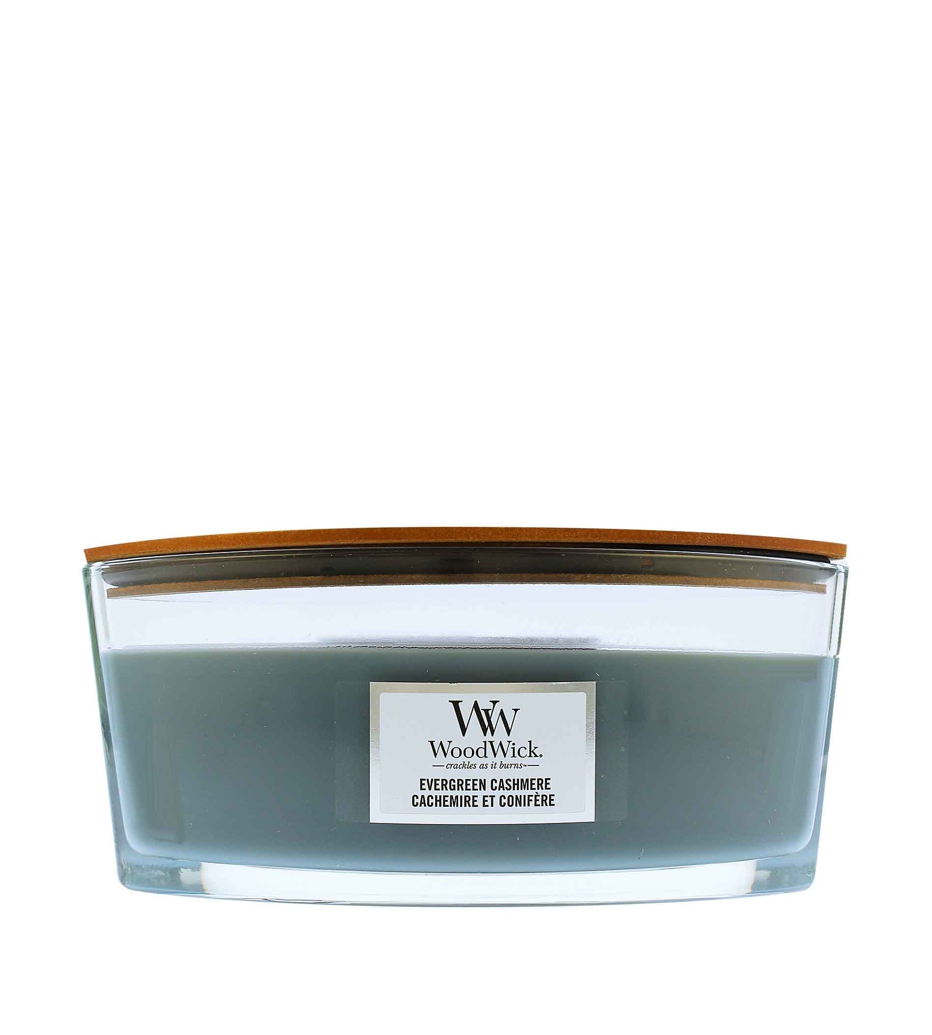 WoodWick Evergreen Cashmere vonná svíčka s dřevěným knotem 453,6 g