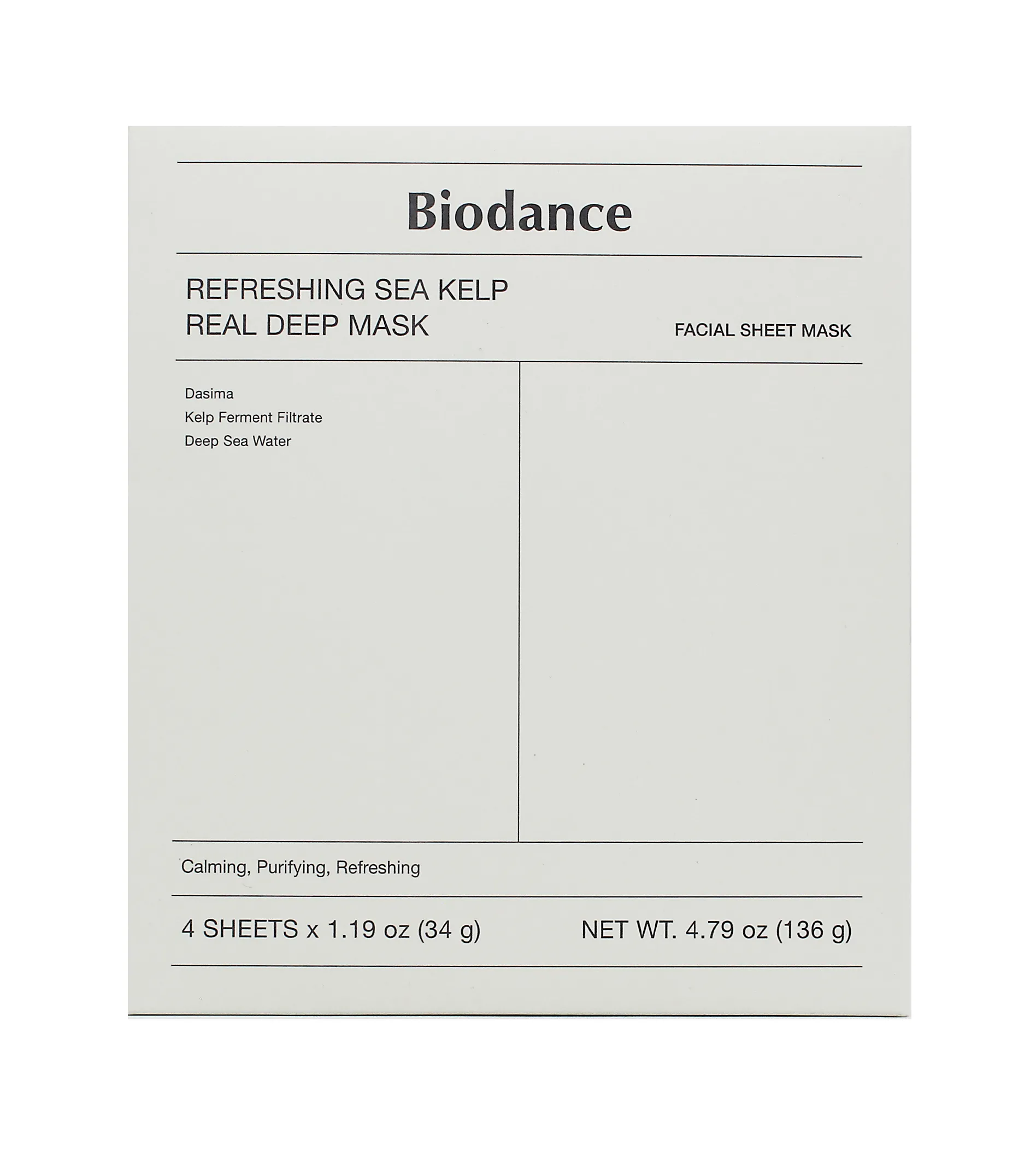 Biodance Refreshing Sea Kelp Real Deep Mask 4x34g