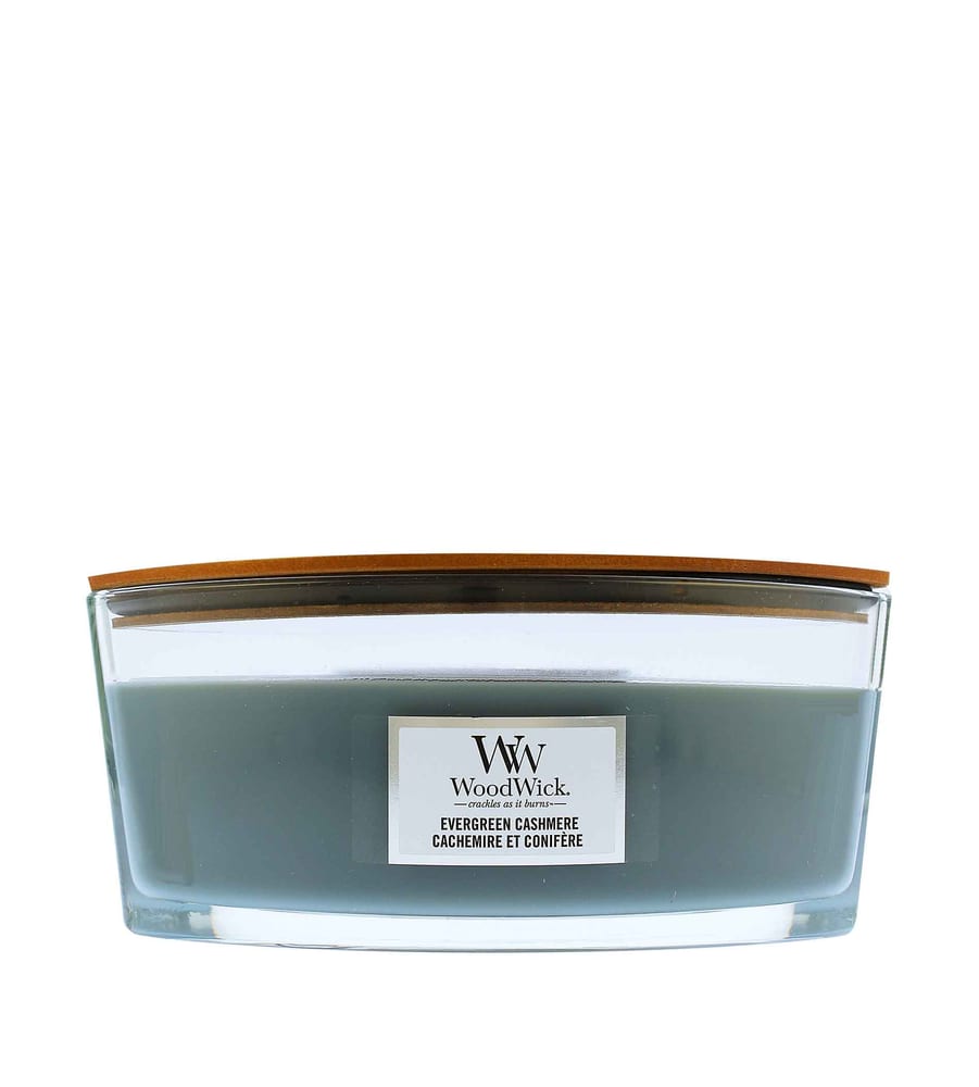 WoodWick Evergreen Cashmere vonná svíčka s dřevěným knotem 453,6 g
