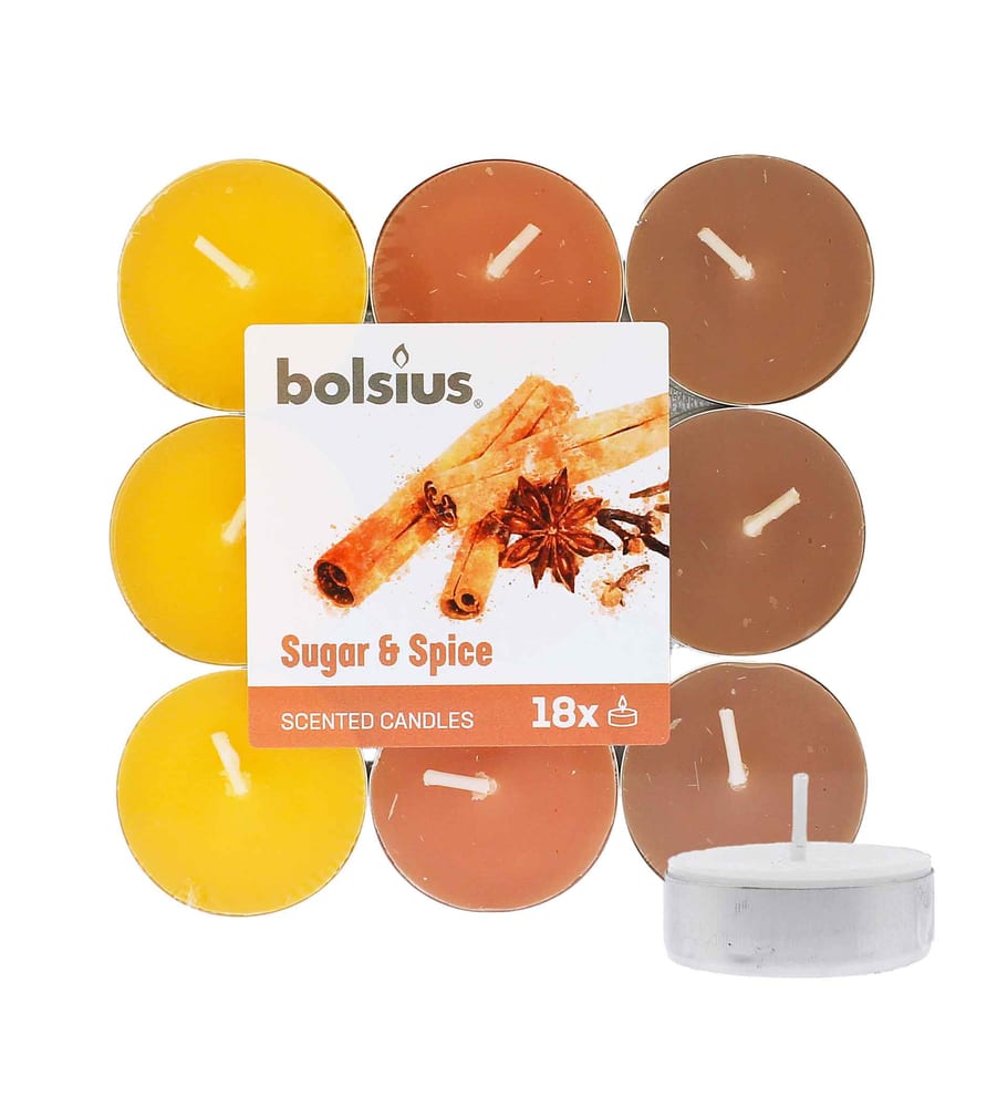 Bolsius Scented Tealights Sugar & Spice 4h Tealight Candle 18pcs