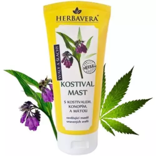Herbavera Kostivalová mast 200ml Máta a Konopí